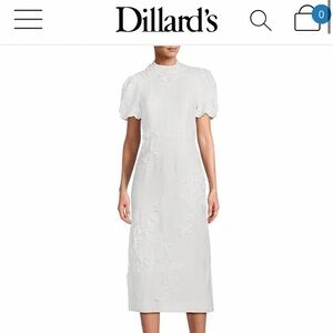 Antonio Melani Willow Floral Applique Mock Neck Short Sleeve Midi Dress